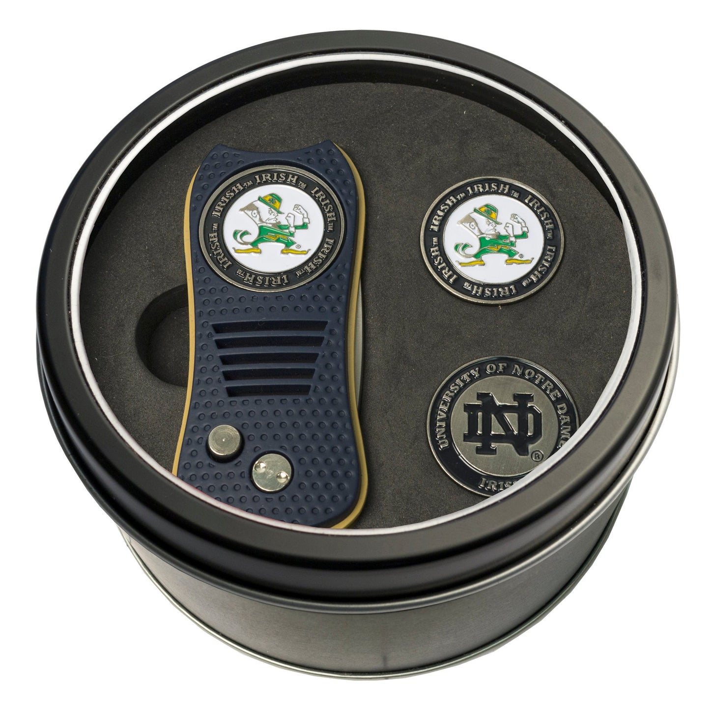 Team Golf Notre Dame Golf Gift Sets - Tin - Divot Tool & 2 Markers -