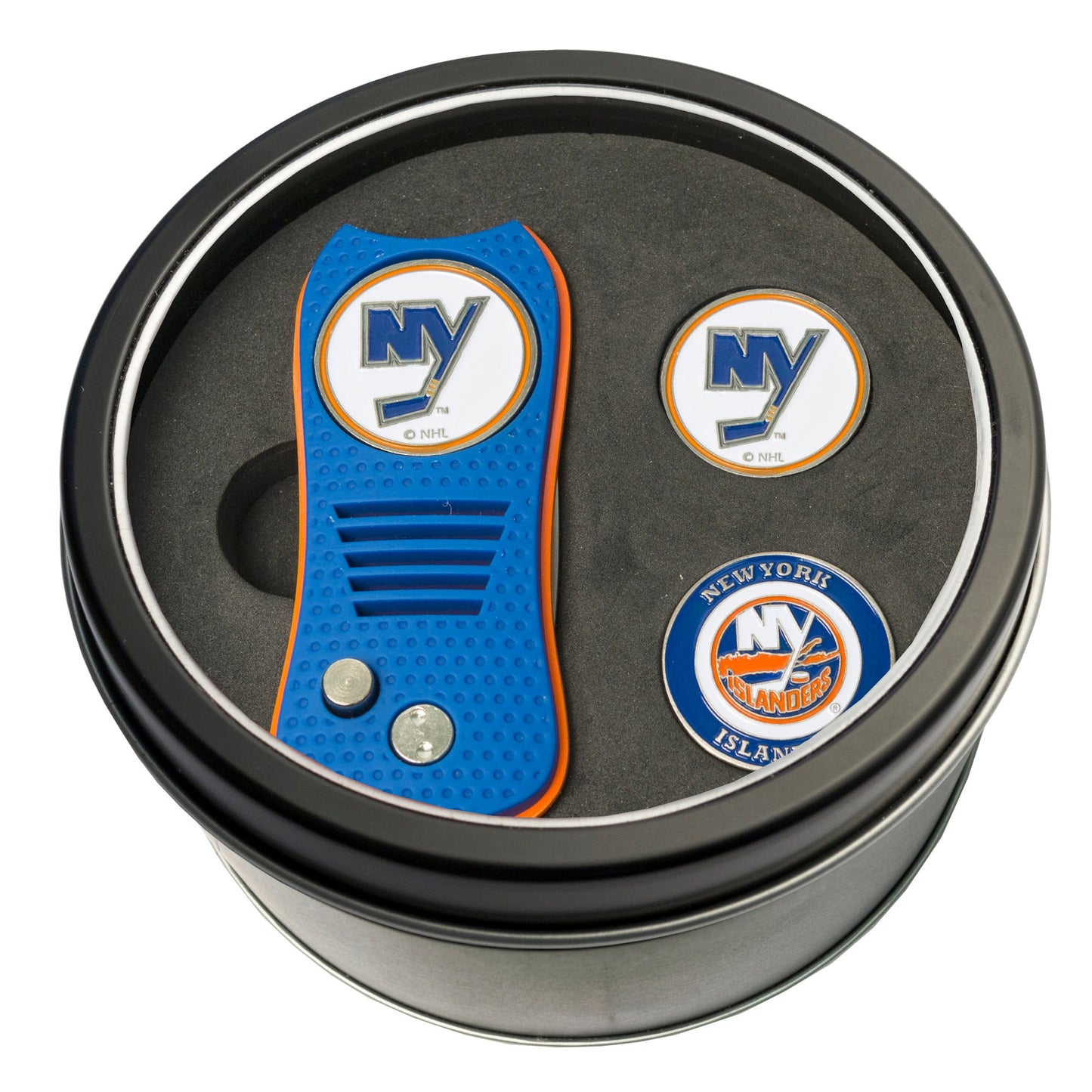 Team Golf NY Islanders Golf Gift Sets - Tin - Divot Tool & 2 Markers -