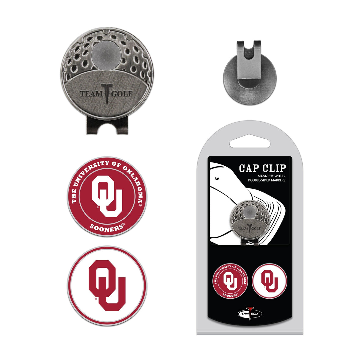 Team Golf Oklahoma Ball Markers - Hat Clip - 2 markers -