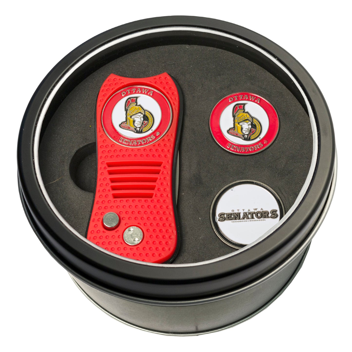 Team Golf OTT Senators Golf Gift Sets - Tin - Divot Tool & 2 Markers -