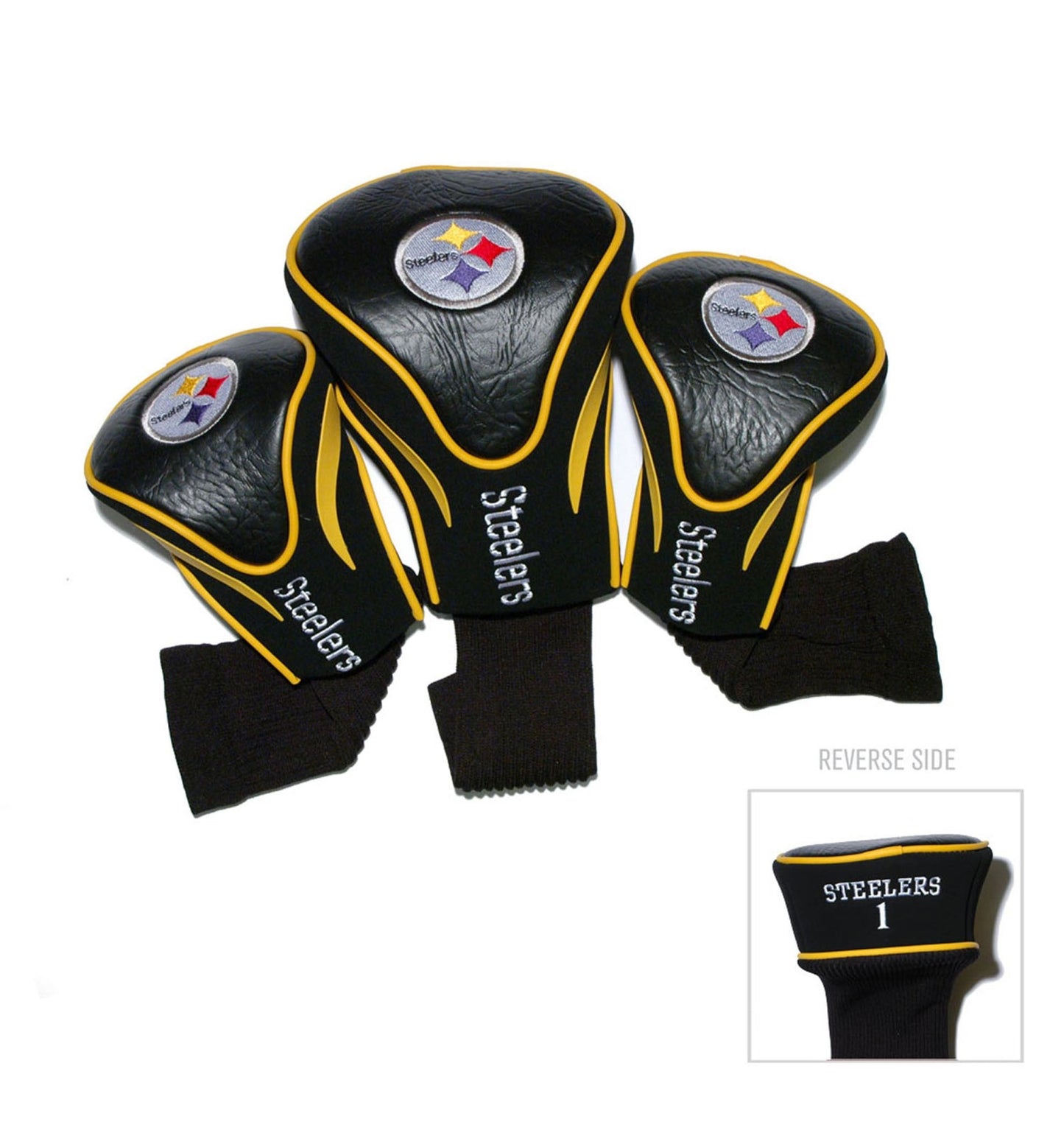 Team Golf Pittsburg Steelers DR/FW Headcovers - 3 Pack Contour - Embroidered