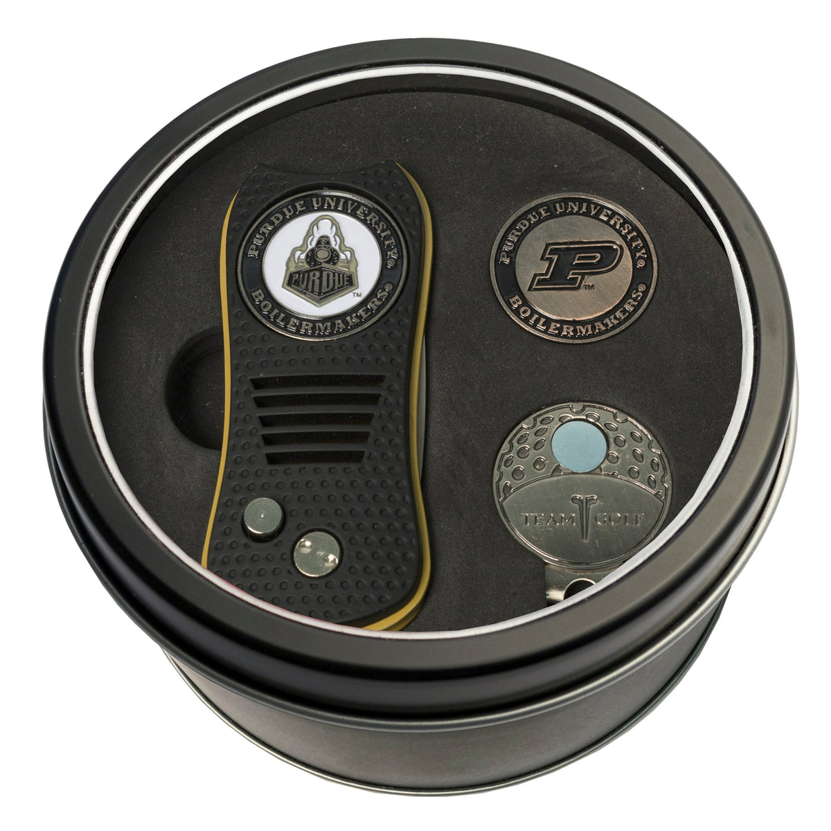 Team Golf Purdue Golf Gift Sets - Tin - Divot Tool & Hat Clip -
