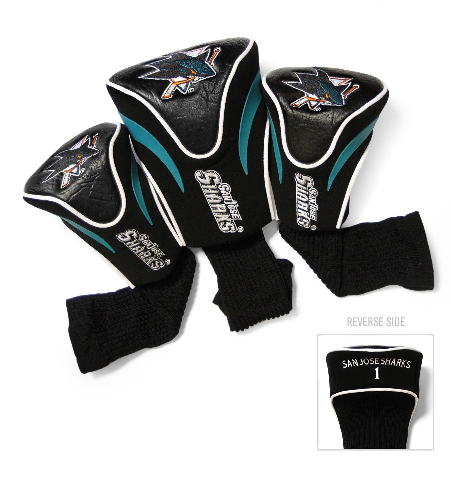 Team Golf San Jose Sharks DR/FW Headcovers - 3 Pack Contour - Embroidered