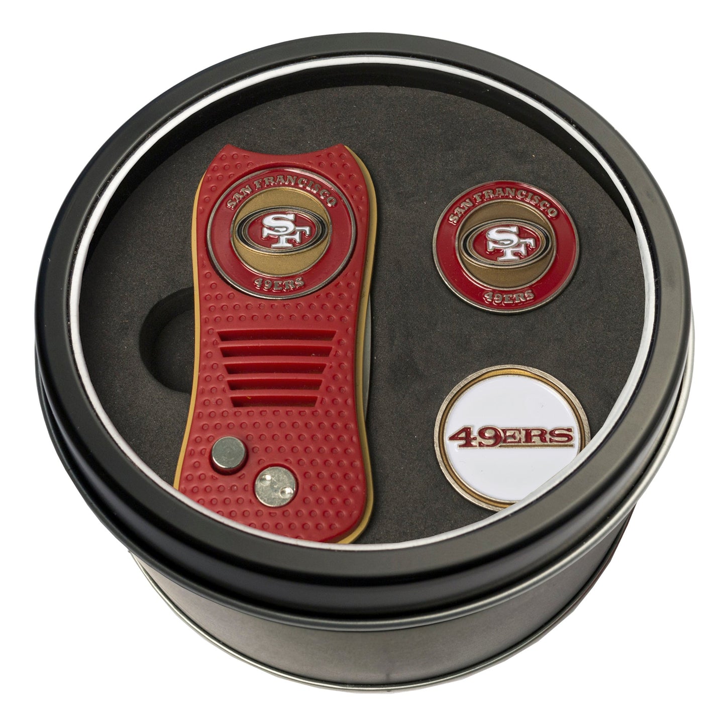 Team Golf SF 49ers Golf Gift Sets - Tin-Divot Tool & 2 Markers -