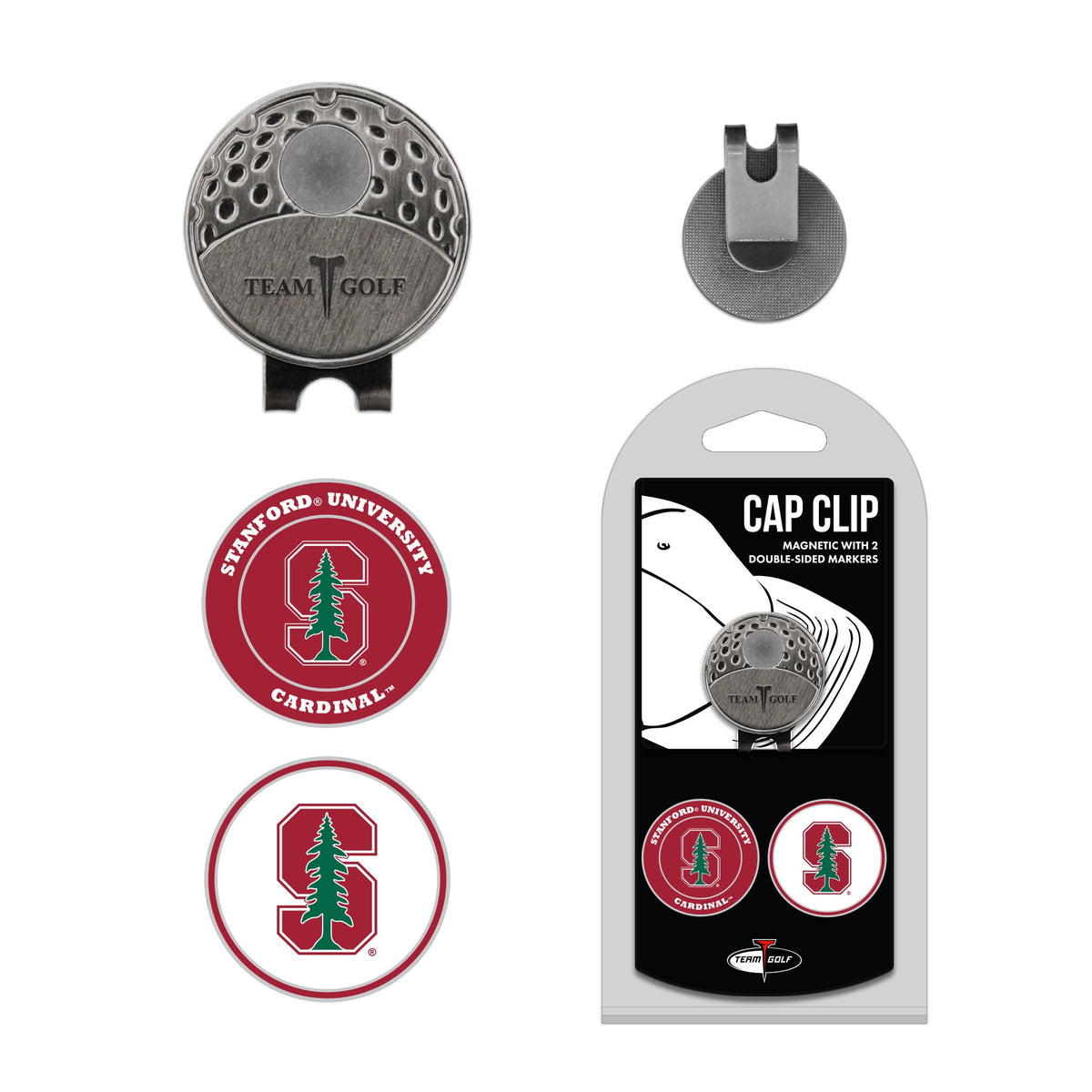 Team Golf Stanford Ball Markers - Hat Clip - 2 markers -