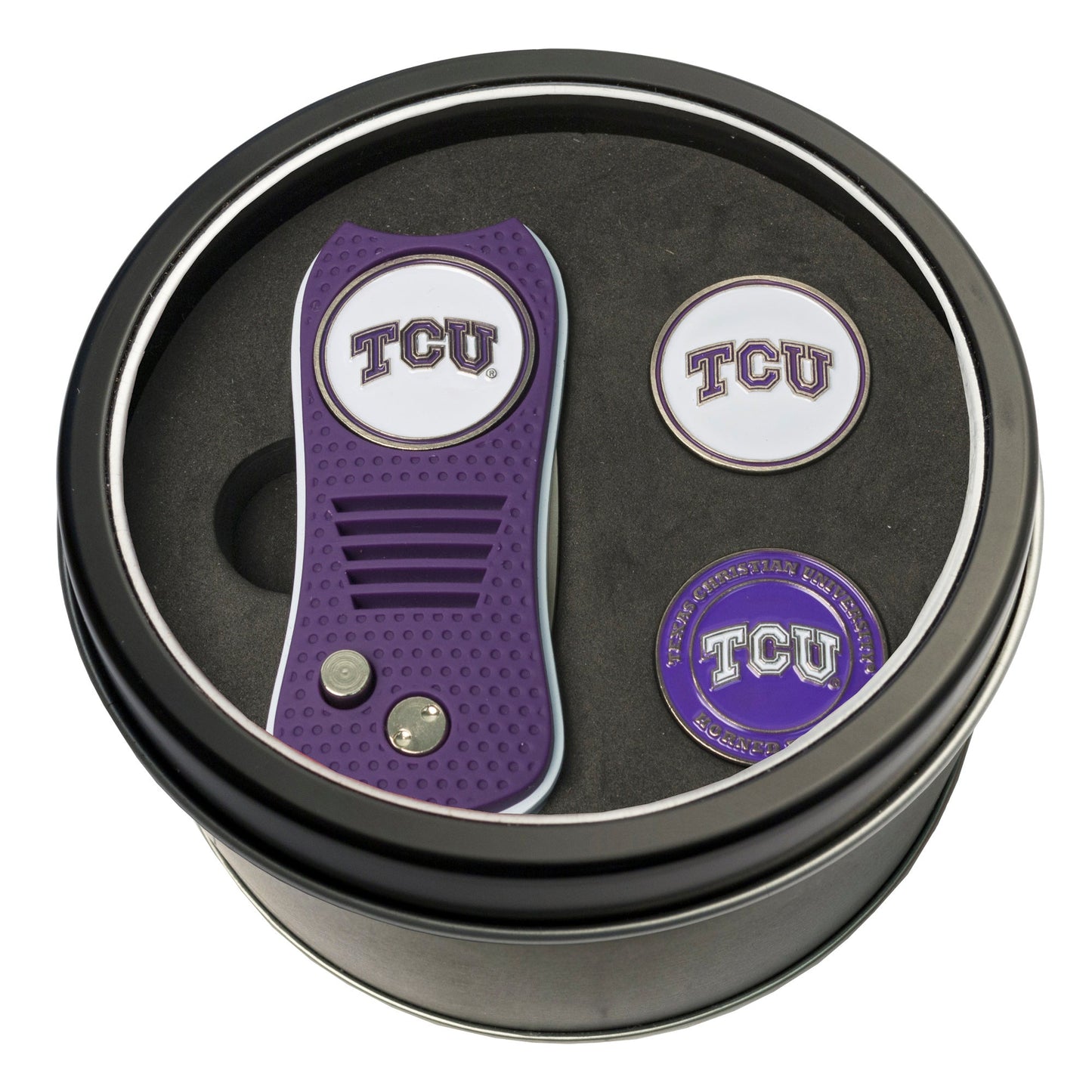 Team Golf TCU Golf Gift Sets - Tin - Divot Tool & 2 Markers -