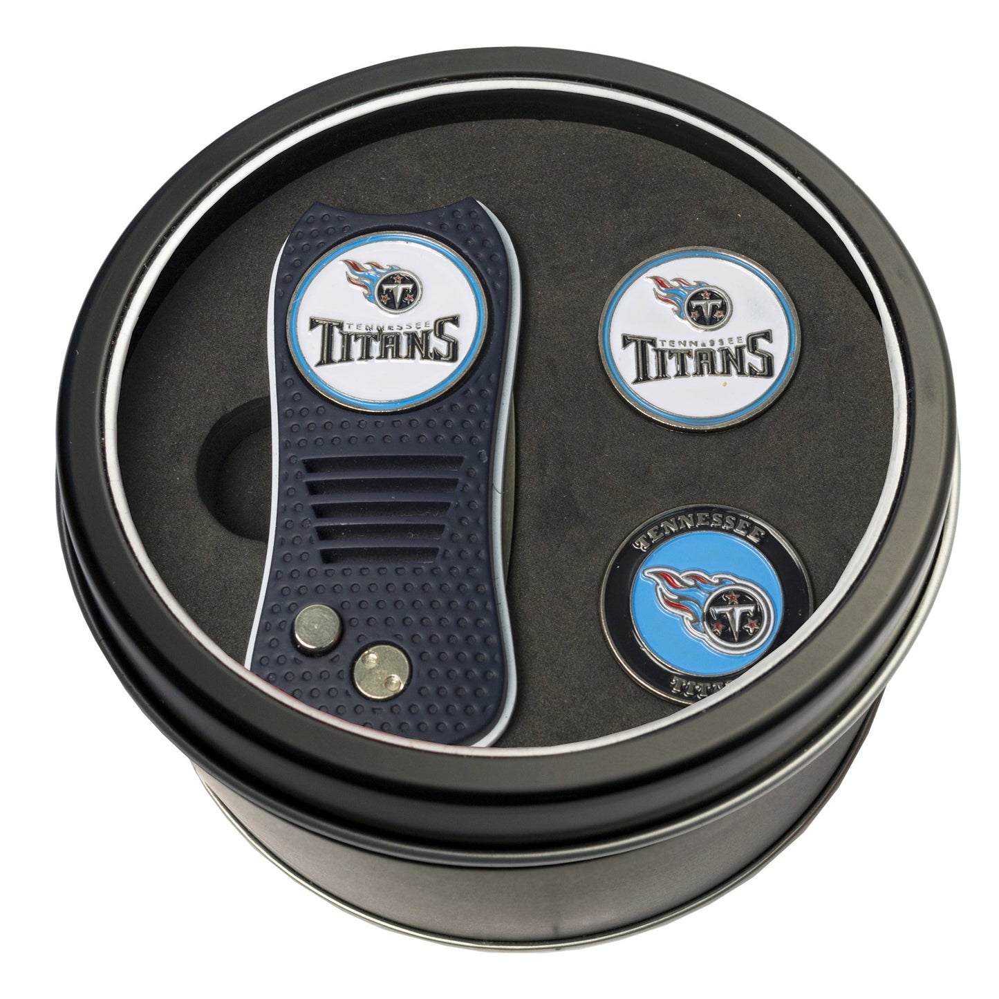 Team Golf Tennessee Titans Golf Gift Sets - Tin-Divot Tool & 2 Markers -