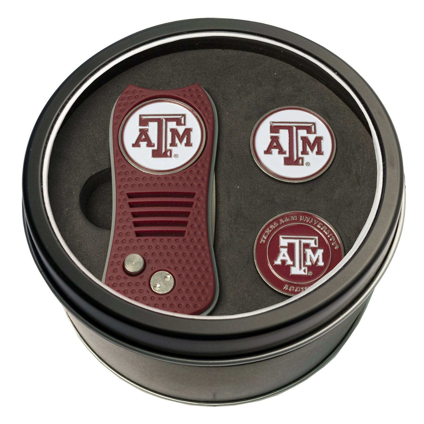 Team Golf Texas A&M Golf Gift Sets - Tin - Divot Tool & 2 Markers -