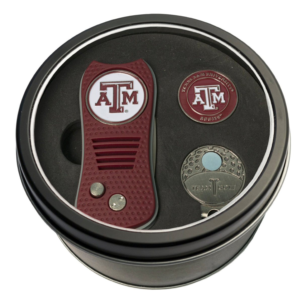 Team Golf Texas A&M Golf Gift Sets - Tin - Divot Tool & Hat Clip -