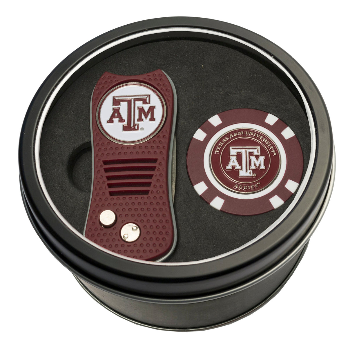 Team Golf Texas A&M Golf Gift Sets - Tin - Divot Tool & Poker Chip -