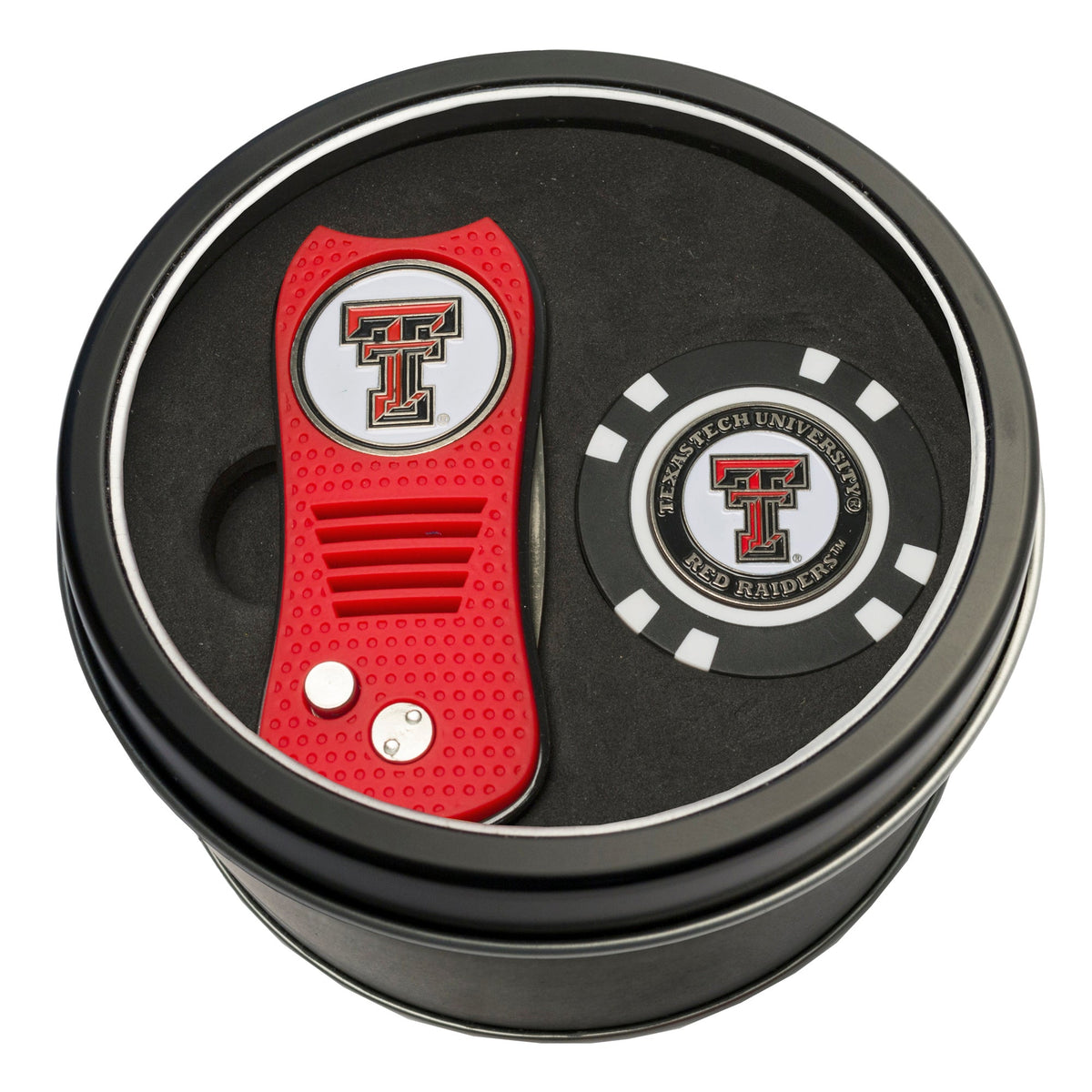 Team Golf Texas Tech Golf Gift Sets - Tin - Divot Tool & Poker Chip -