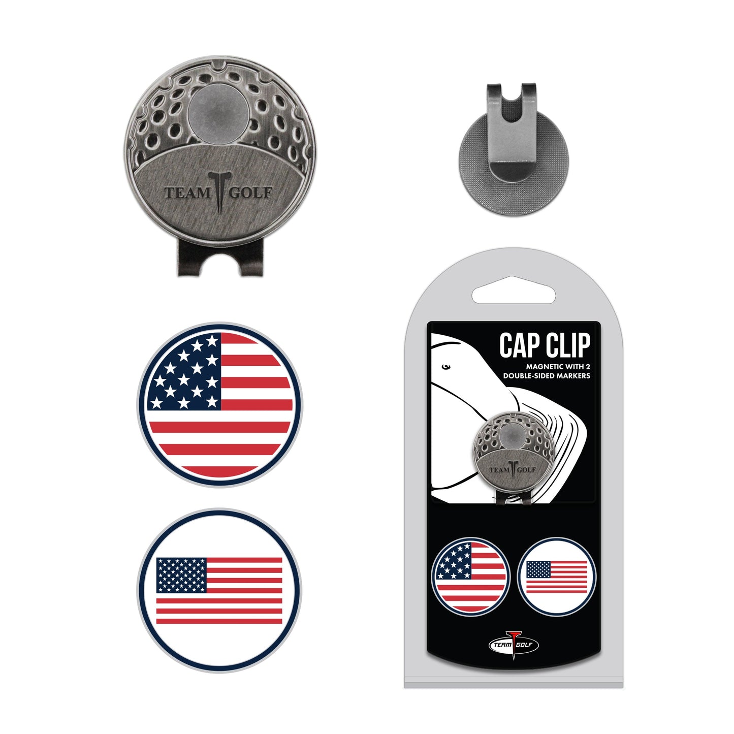 Team Golf USA Ball Markers - Hat Clip - 2 markers -