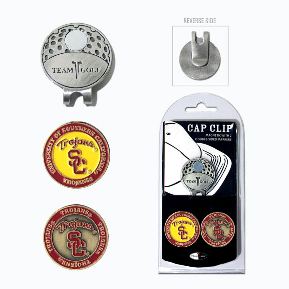 Team Golf USC Ball Markers - Hat Clip - 2 markers -