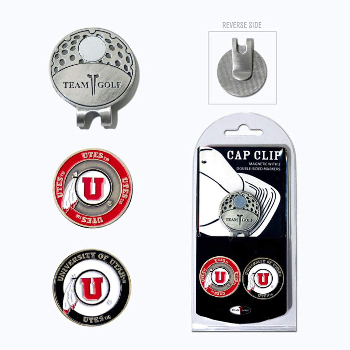Team Golf Utah Ball Markers - Hat Clip - 2 markers -