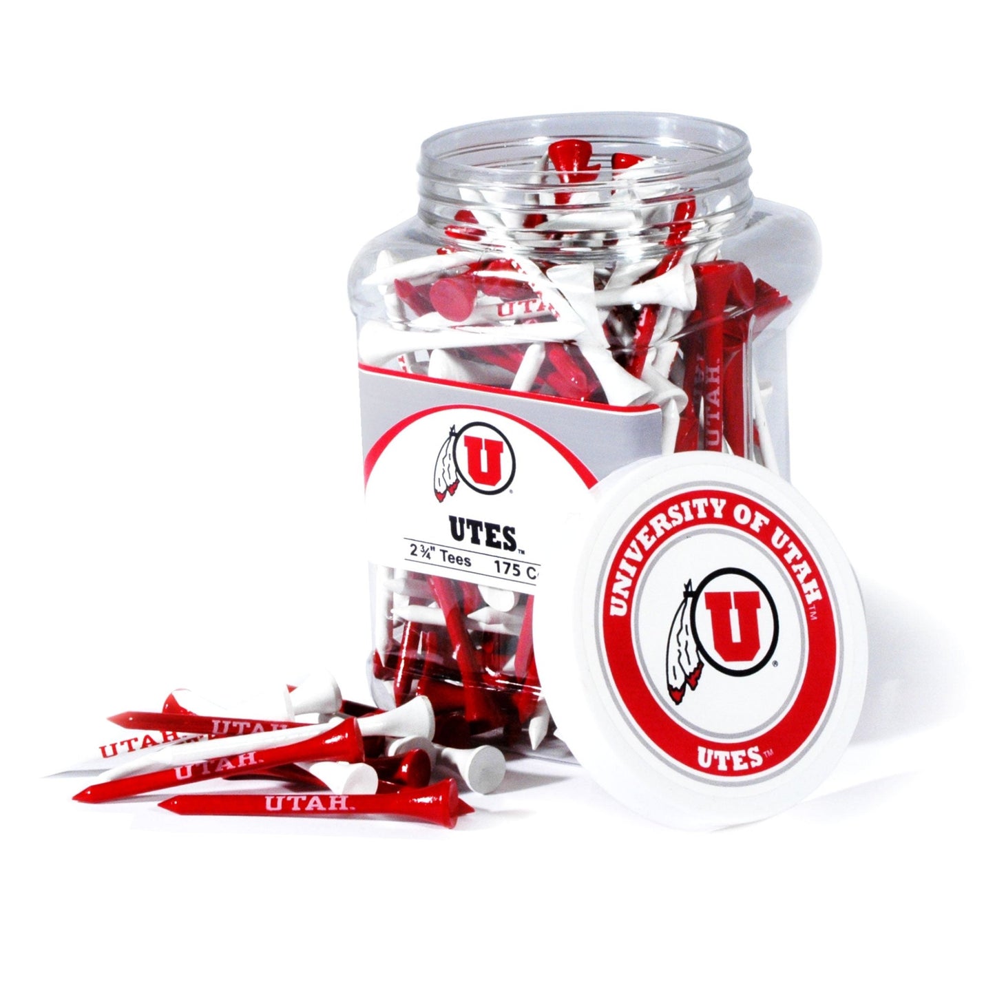 Team Golf Utah Golf Tees - 175 Tee Jar -