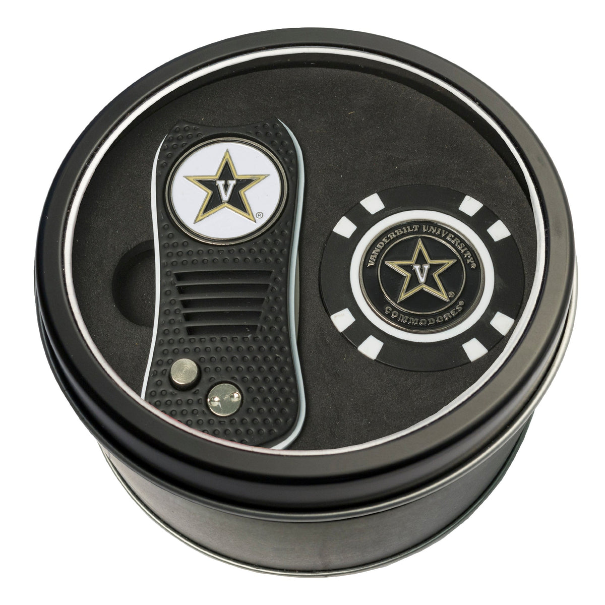 Team Golf Vanderbilt Golf Gift Sets - Tin - Divot Tool & Poker Chip -