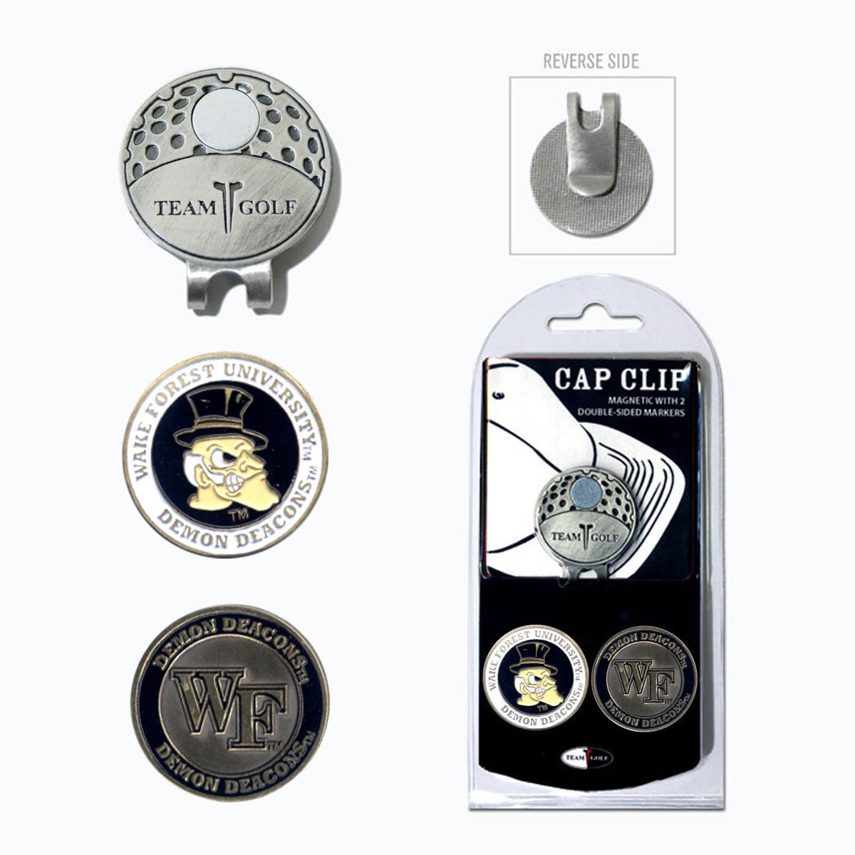 Team Golf Wake Forest Ball Markers - Hat Clip - 2 markers -