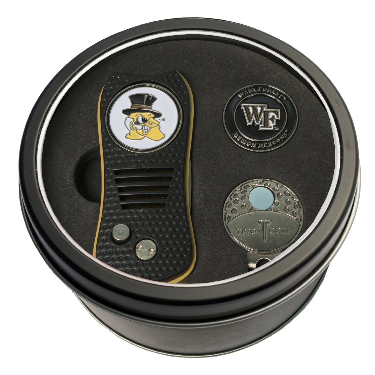 Team Golf Wake Forest Golf Gift Sets - Tin - Divot Tool & Hat Clip -