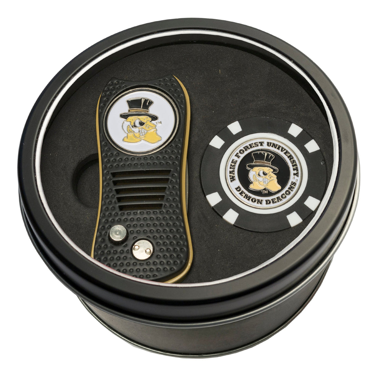 Team Golf Wake Forest Golf Gift Sets - Tin - Divot Tool & Poker Chip -
