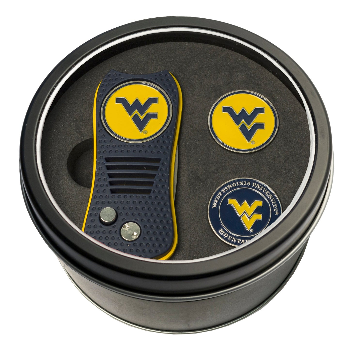 Team Golf West Virginia Golf Gift Sets - Tin - Divot Tool & 2 Markers -