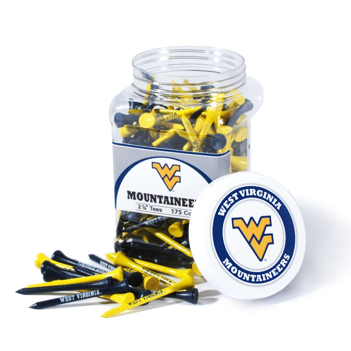 Team Golf West Virginia Golf Tees - 175 Tee Jar -
