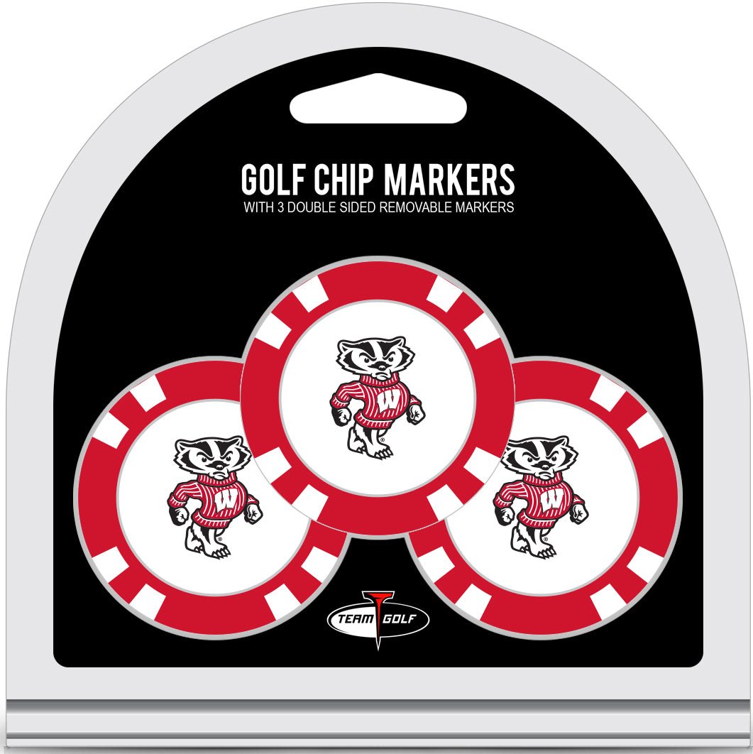 Team Golf Wisconsin Ball Markers - 3 Pack Golf Chip Markers -