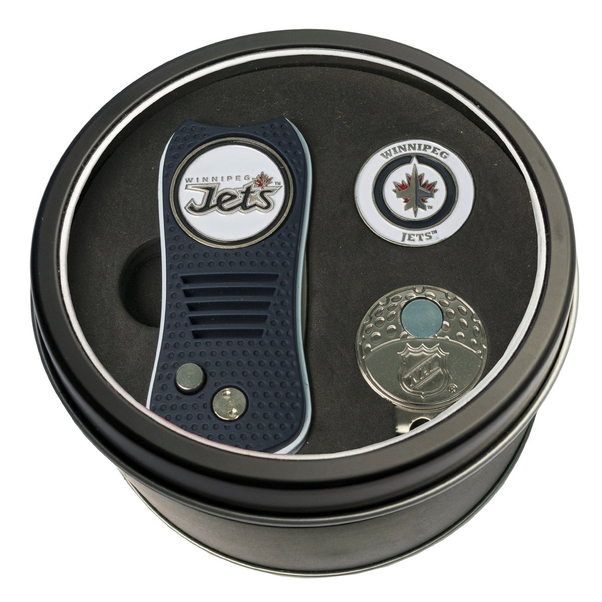 Team Golf WPG Jets Golf Gift Sets - Tin - Divot Tool & Hat Clip -