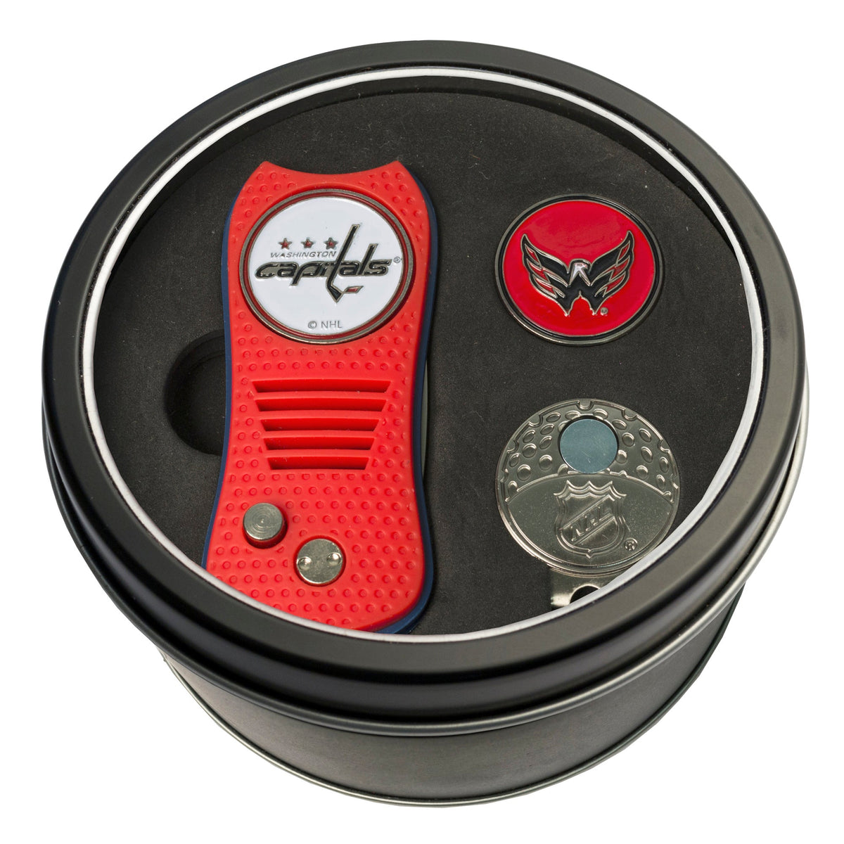 Team Golf WSH Capitals Golf Gift Sets - Tin - Divot Tool & Hat Clip -
