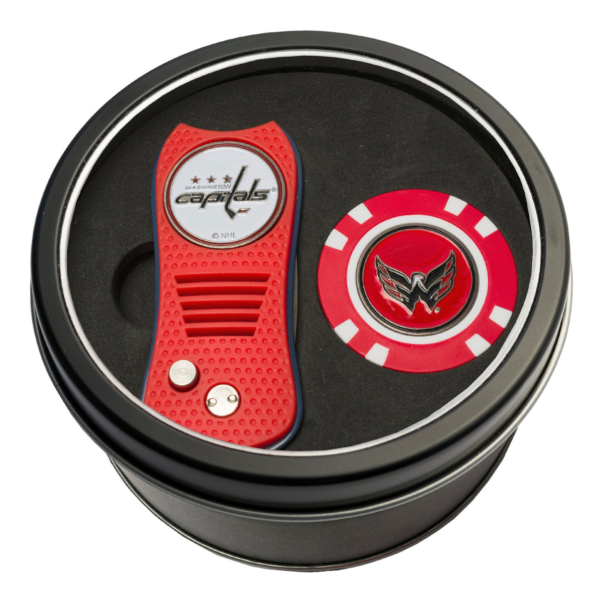 Team Golf WSH Capitals Golf Gift Sets - Tin - Divot Tool & Poker Chip -