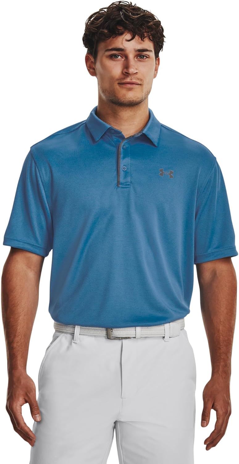Under Armour Men's Tech Golf Polo - Large - (466) Cosmic Blue / / Pitch Gray
