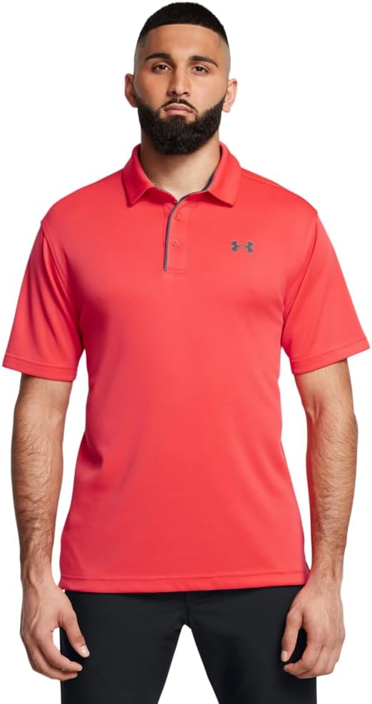 Under Armour Men's Tech Golf Polo - Medium - (713) Racer Red / / Pitch Gray