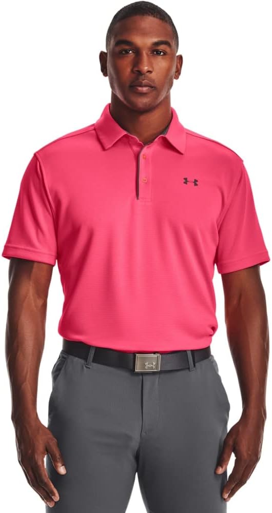 Under Armour Men's Tech Golf Polo - Small - Pink Shock (683)/Pitch Gray