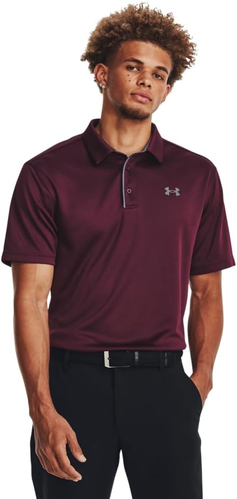 Under Armour Men's Tech Golf Polo - X - Large Tall - (601) Dark Maroon / / Pitch Gray