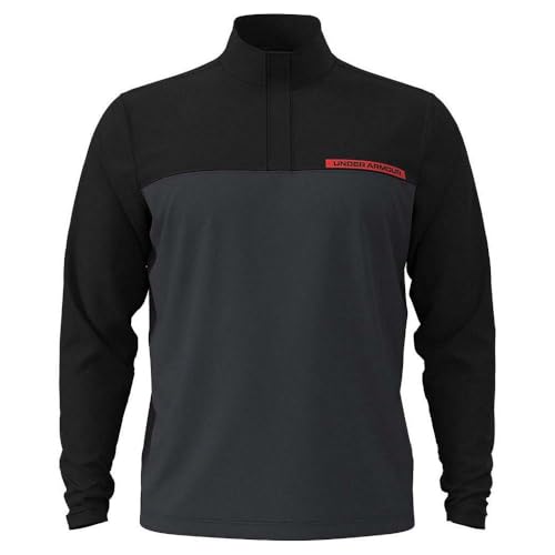 Under Armour Men's Tee 2 Green 1/4 Zip - Large - (001) Black / Anthracite / Fire