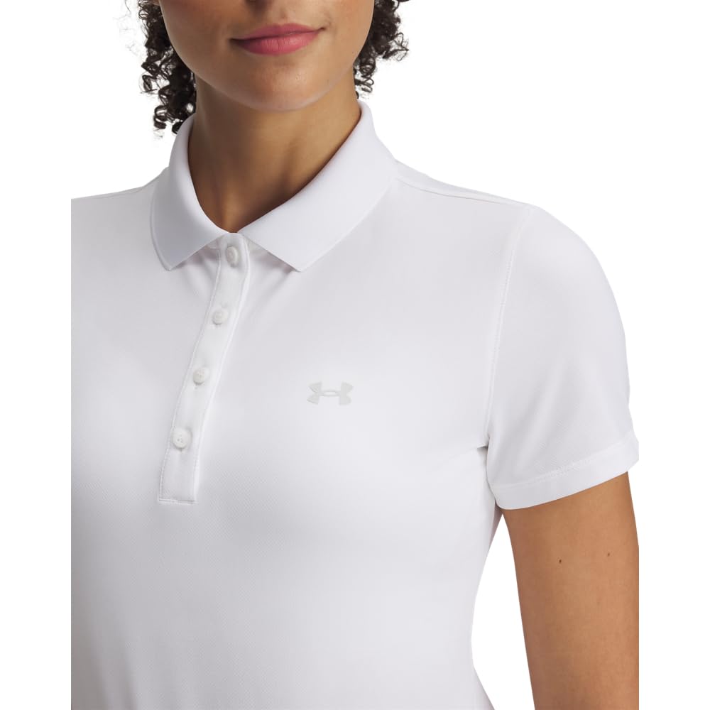 Under Armour Women's Active Short Sleeve Polo - Large - (100) White / / Halo Gray