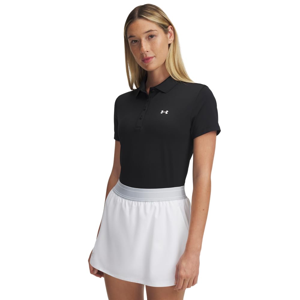 Under Armour Women's Active Short Sleeve Polo - Medium - (001) Black / / White