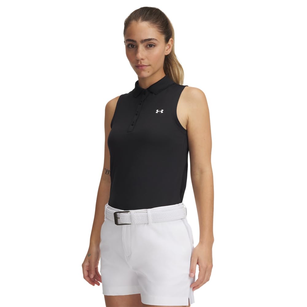Under Armour Women's Active Sleeveless Polo - Large - (100) White / / Halo Gray