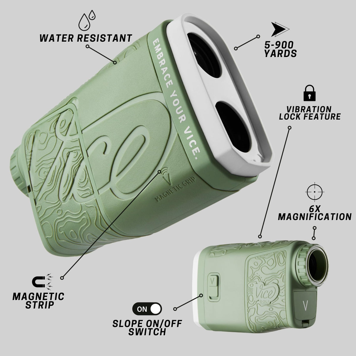 Vice Horizon Golf Laser Rangefinder with Slope - Black -