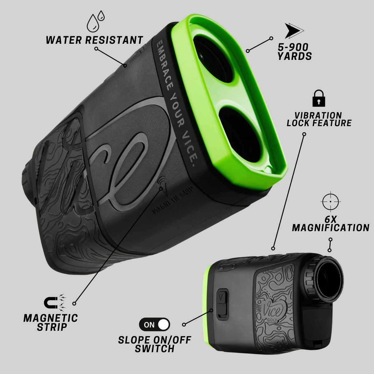 Vice Horizon Golf Laser Rangefinder with Slope - Black -
