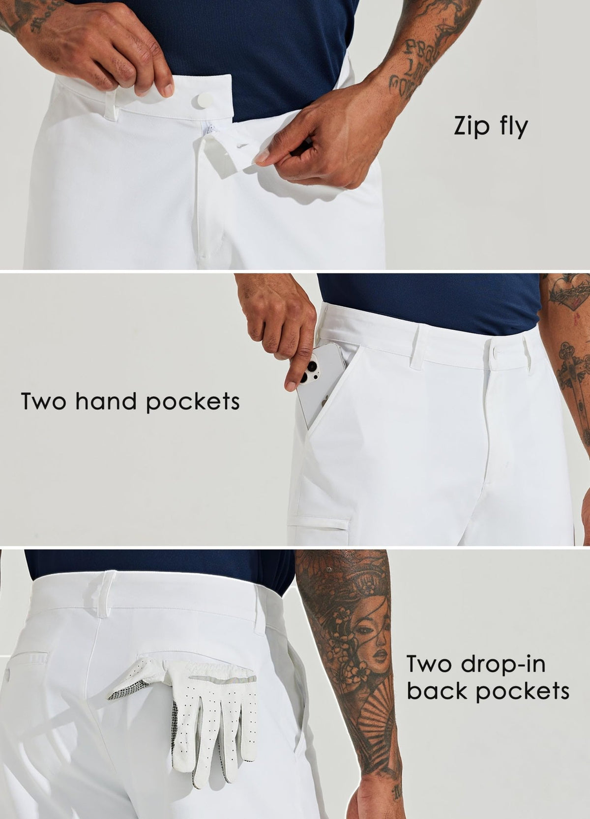 Willit Men's Golf Shorts Stretch Hiking Cargo Shorts Athletic Quick Dry Casual Work Shorts with Pockets 10" - Dusty Blue - 38