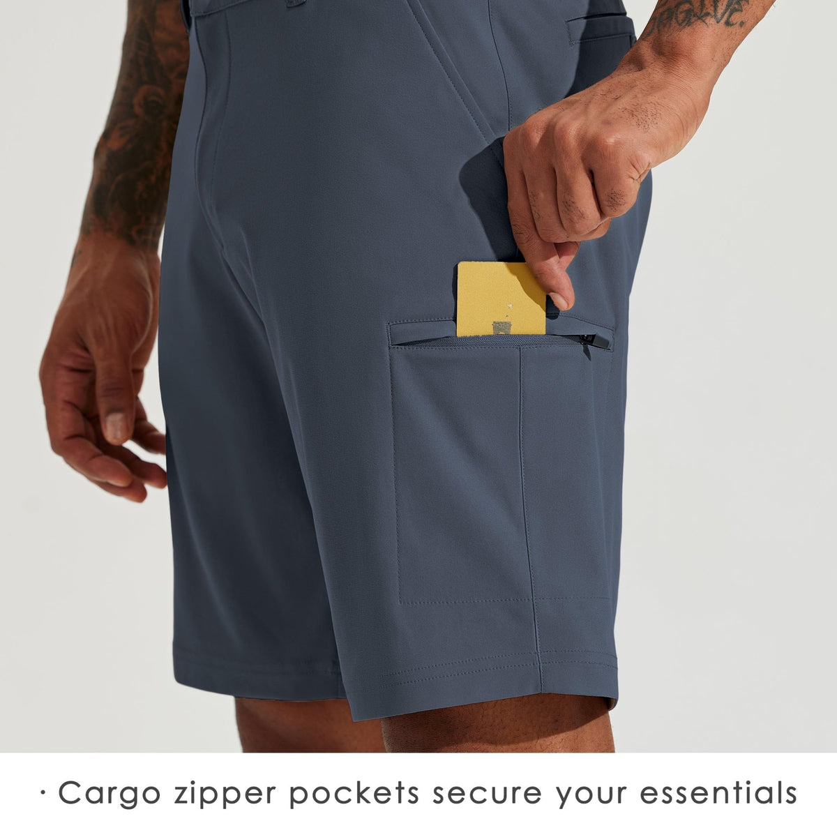 Willit Men's Golf Shorts Stretch Hiking Cargo Shorts Athletic Quick Dry Casual Work Shorts with Pockets 10" - Dusty Blue - 38