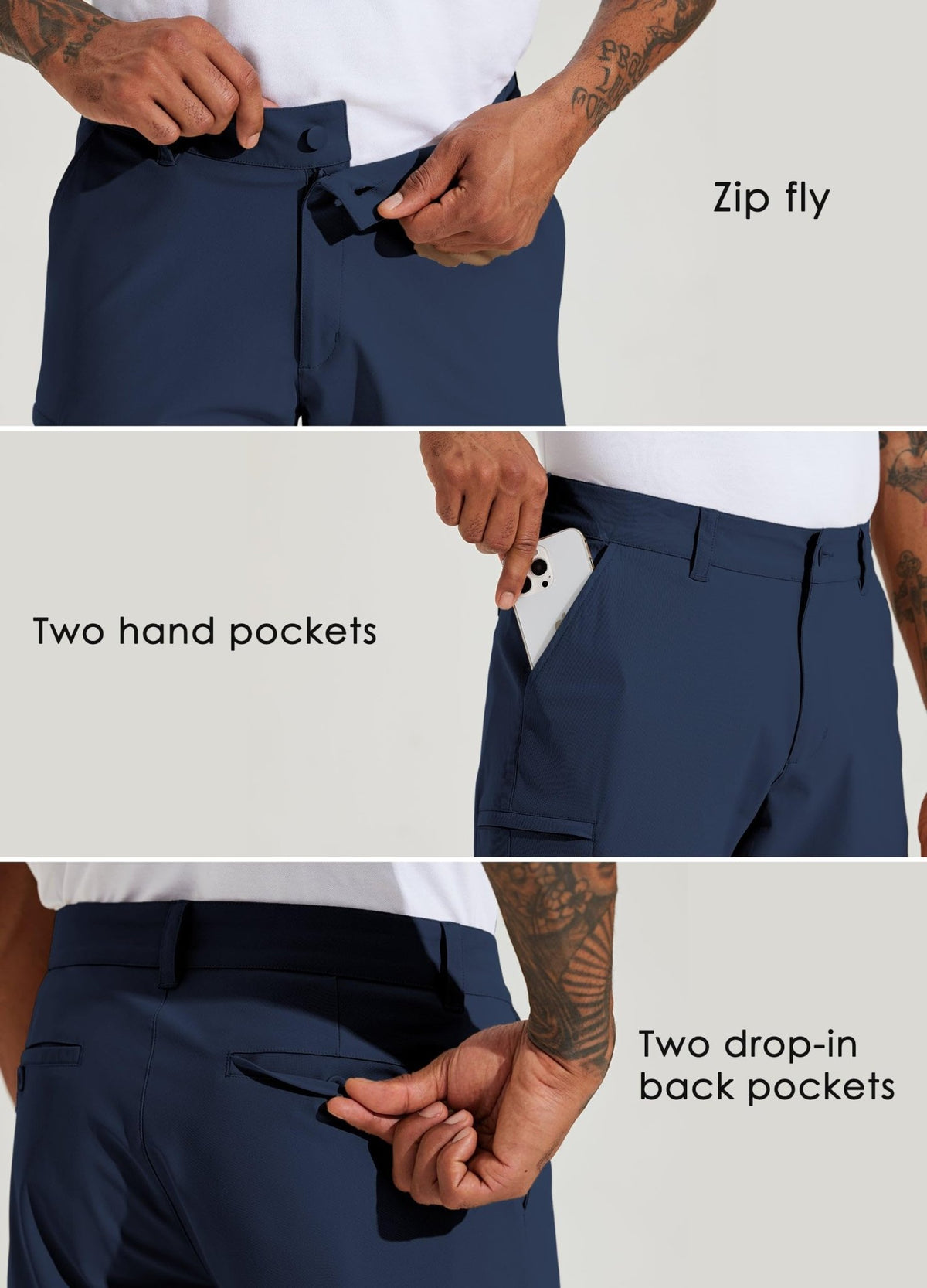 Willit Men's Golf Shorts Stretch Hiking Cargo Shorts Athletic Quick Dry Casual Work Shorts with Pockets 10" - Dusty Blue - 38