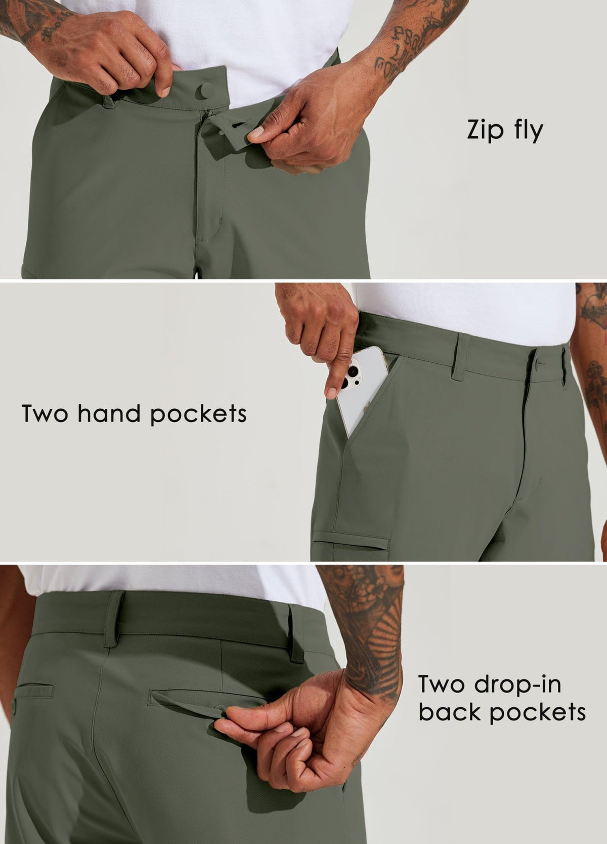 Willit Men's Golf Shorts Stretch Hiking Cargo Shorts Athletic Quick Dry Casual Work Shorts with Pockets 10" - Dusty Blue - 38