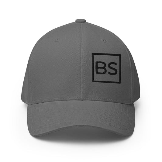 All BS All Day Black Logo Flexfit Hat - Grey - S/M