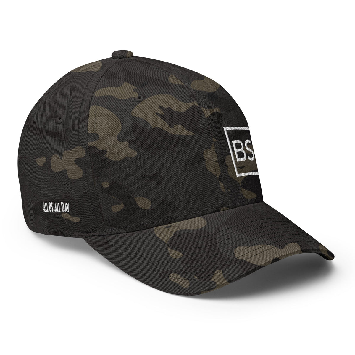 All BS All Day White Logo Flexfit Hat - Multicam Black - S/M