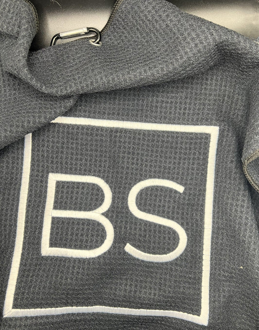 Black Square Golf Logo Microfiber Waffle Bag Towel - -