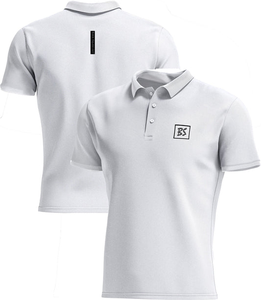 Black Square Golf Men's Style Tag Golf Polo - White - S