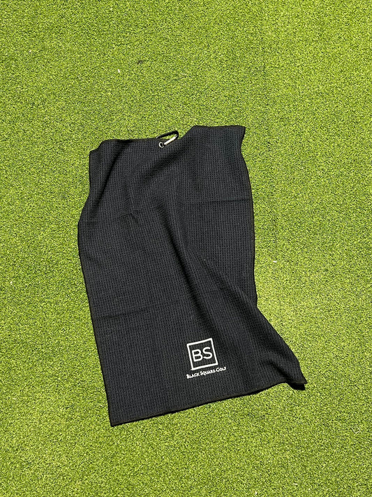Black Square Golf Trifold Waffle Towel - 3-PACK -