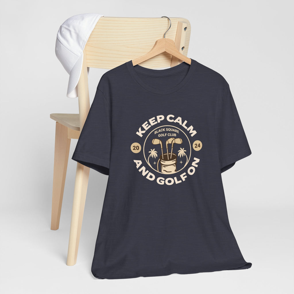 Keep Calm and Golf On T - Heather Midnight Navy - XS