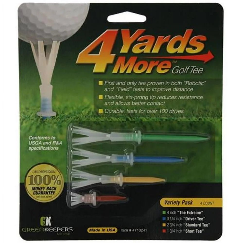 4 Yards More Reduced Friction Polymer Golf Tees- Various Colors Blue, Green, Yellow and Red - -